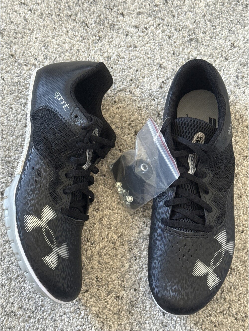 Under Armour U Kick Sprint 4 Shoes Men's Spikes Size M 9 / W 10.5 New Black Gray